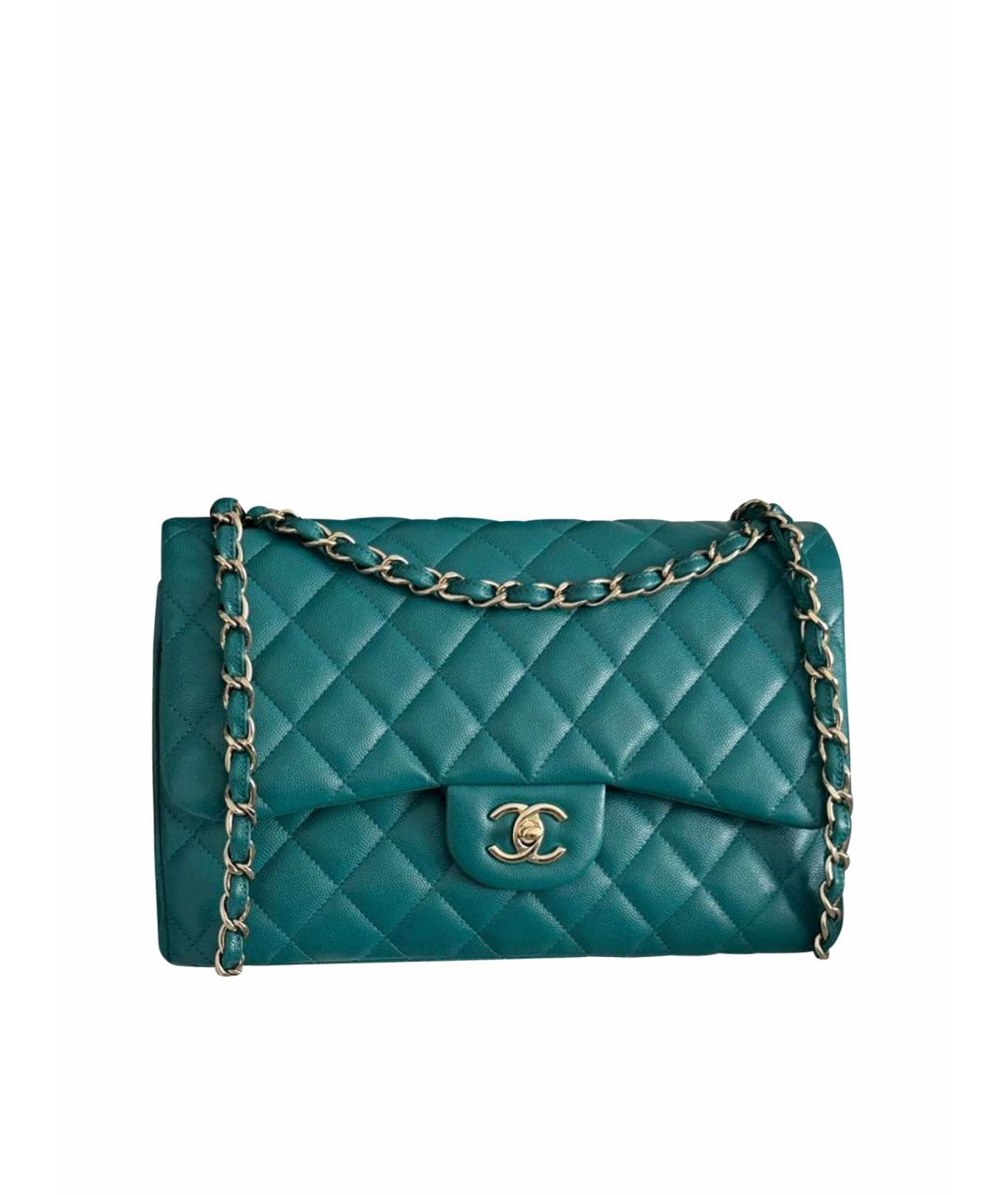CHANEL Бирюзовая кожаная сумка через плечо, фото 1