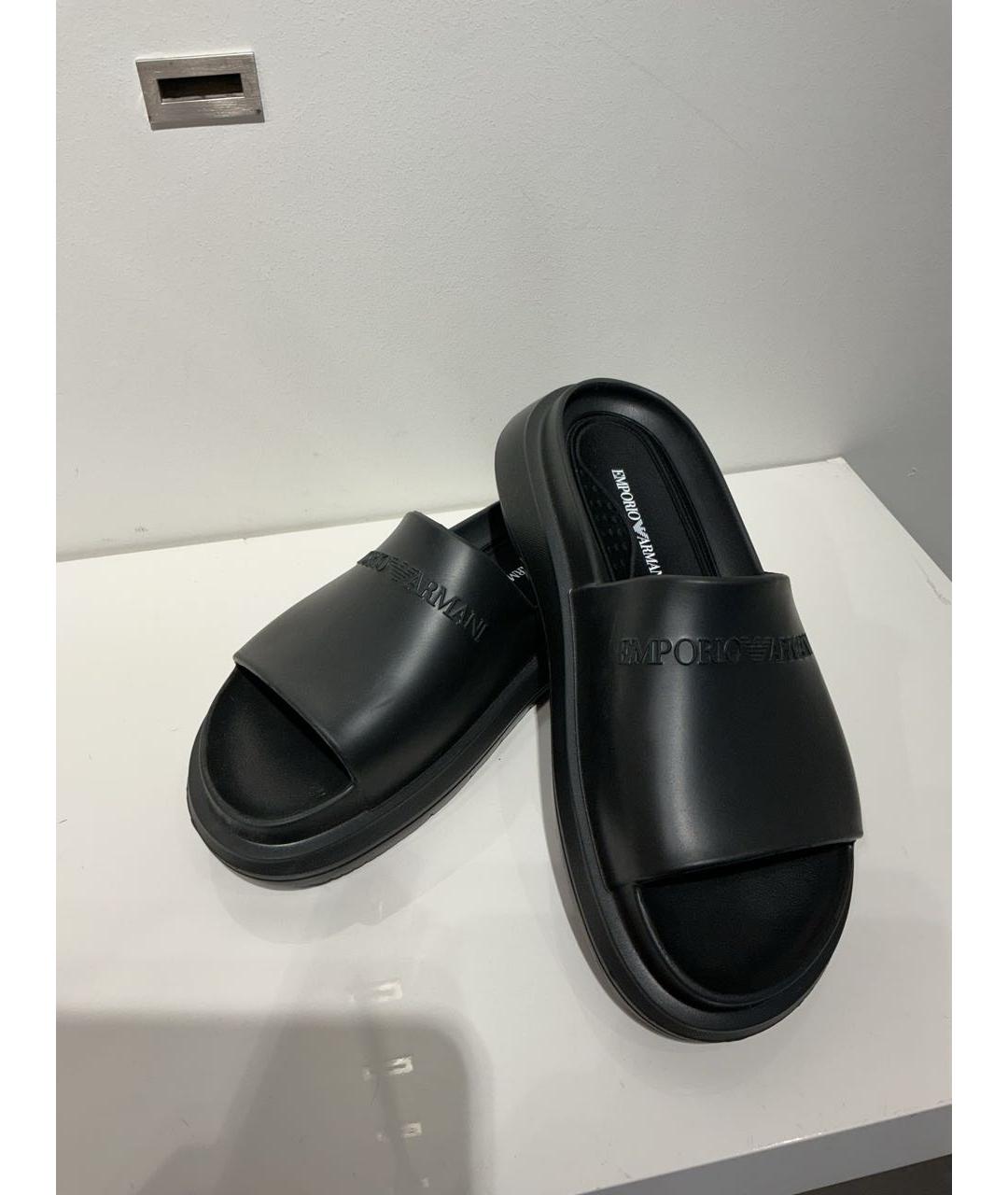 EMPORIO ARMANI Черные синтетические шлепанцы, фото 3