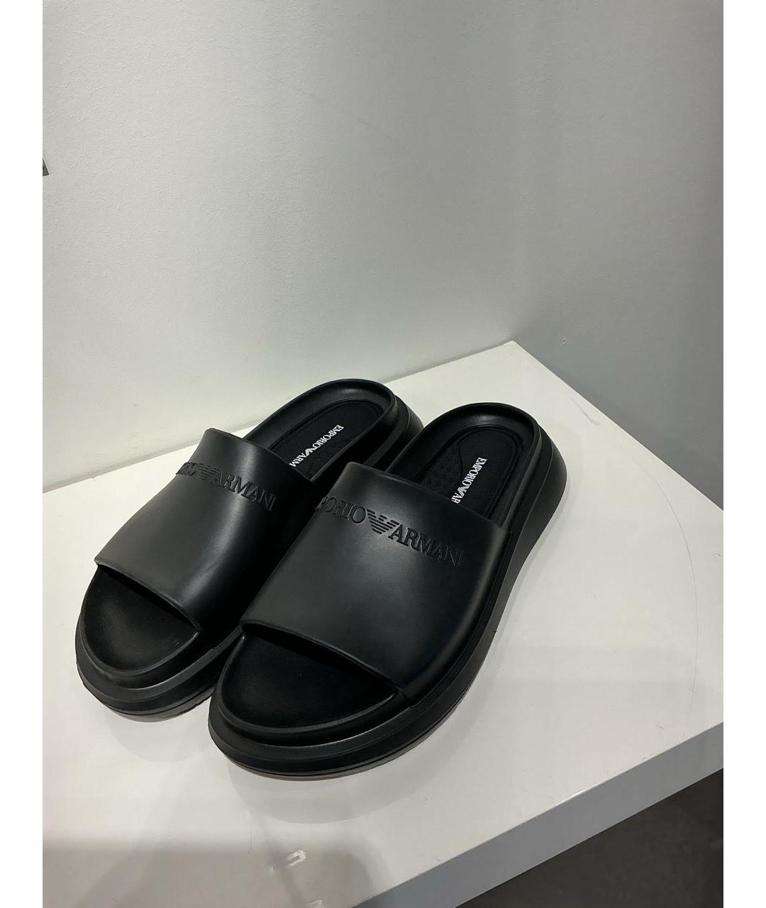 EMPORIO ARMANI Черные синтетические шлепанцы, фото 2