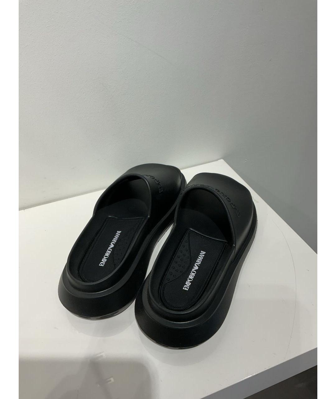 EMPORIO ARMANI Черные синтетические шлепанцы, фото 4