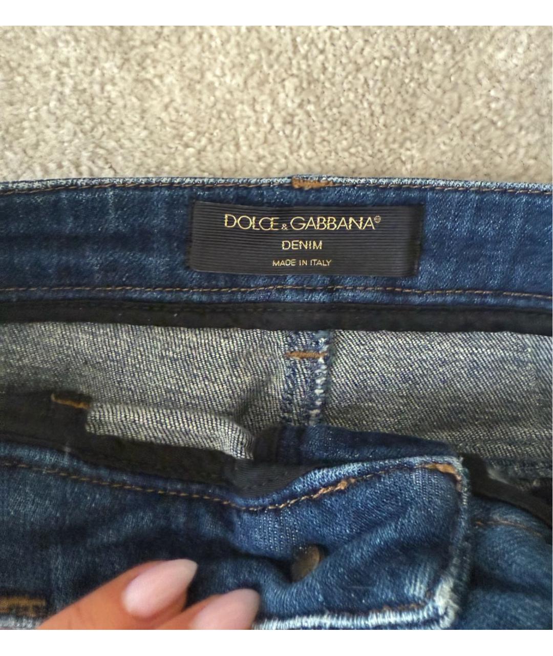 DOLCE&GABBANA Темно-синяя деним юбка мини, фото 3