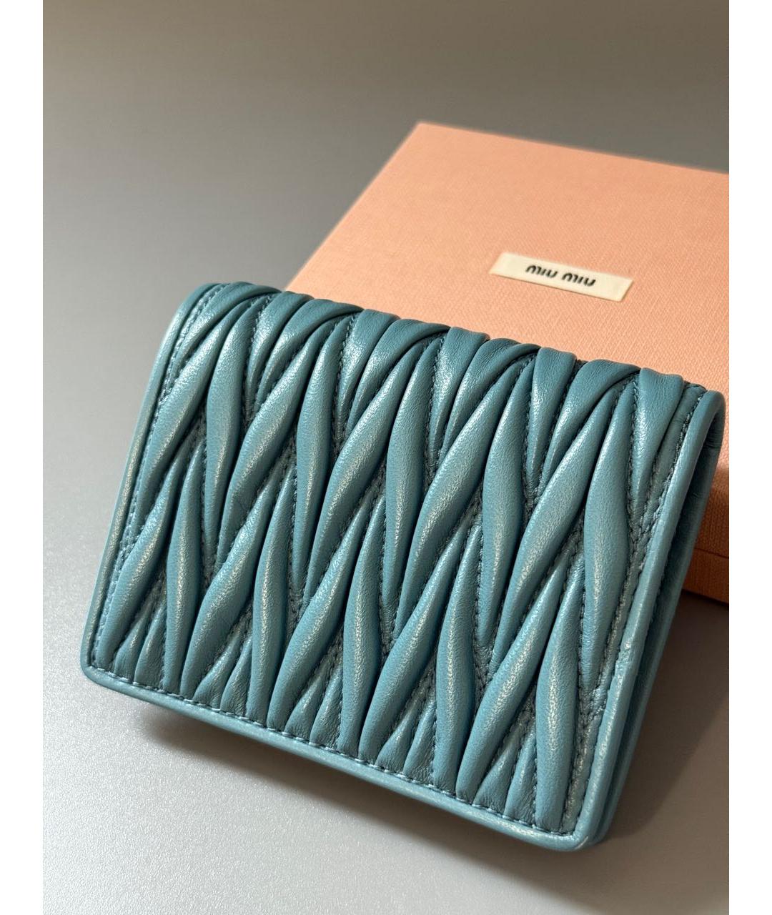 MIU MIU Бирюзовый кожаный кошелек, фото 4