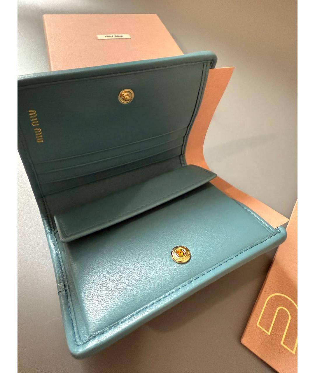 MIU MIU Бирюзовый кожаный кошелек, фото 6
