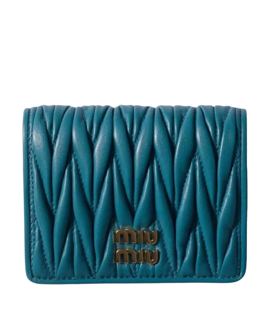 MIU MIU Бирюзовый кожаный кошелек, фото 1