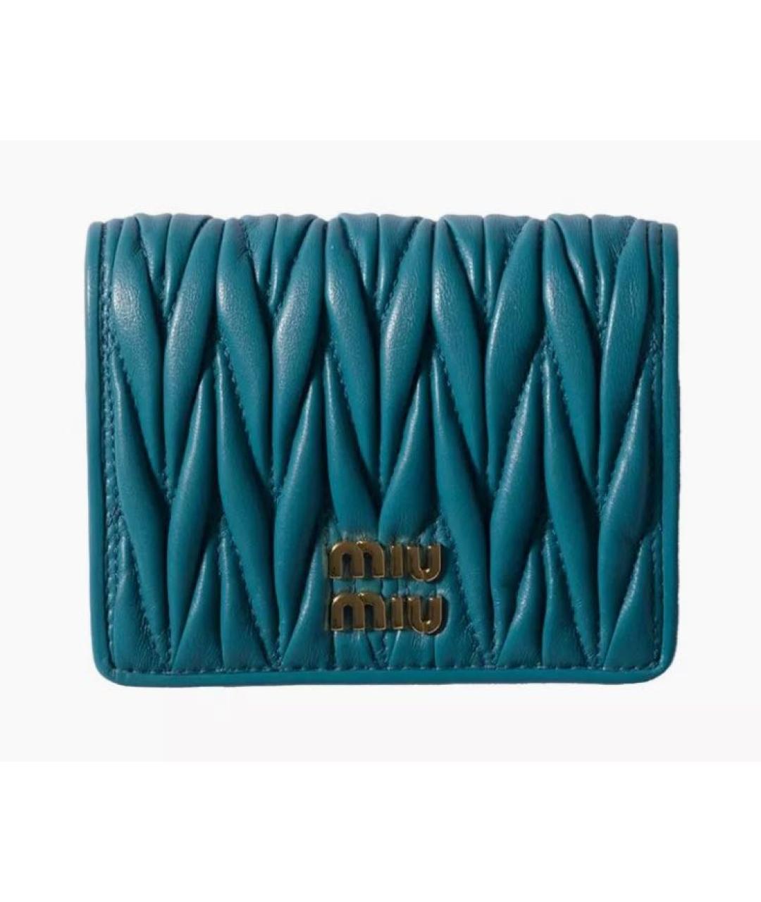 MIU MIU Бирюзовый кожаный кошелек, фото 9