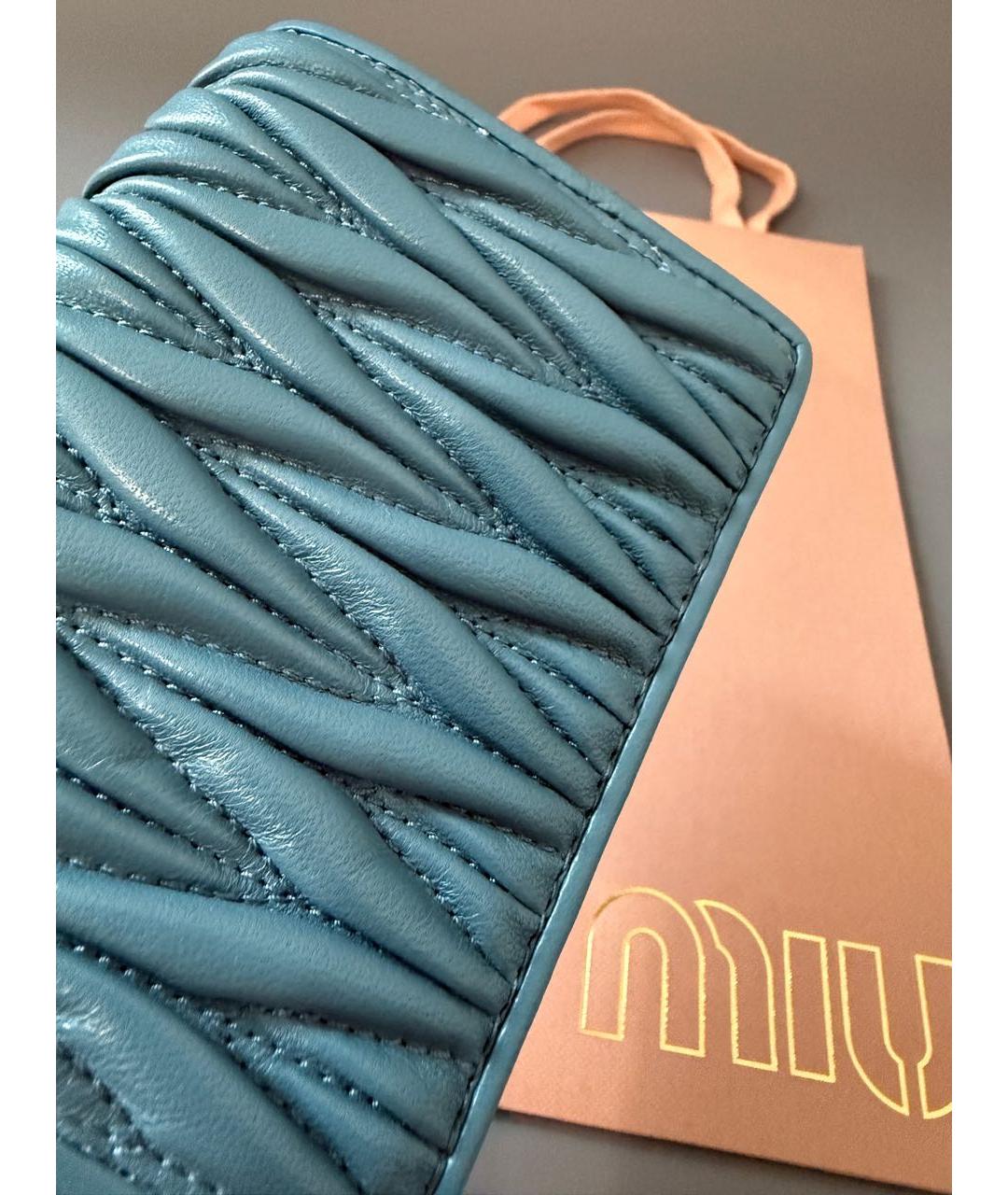MIU MIU Бирюзовый кожаный кошелек, фото 3