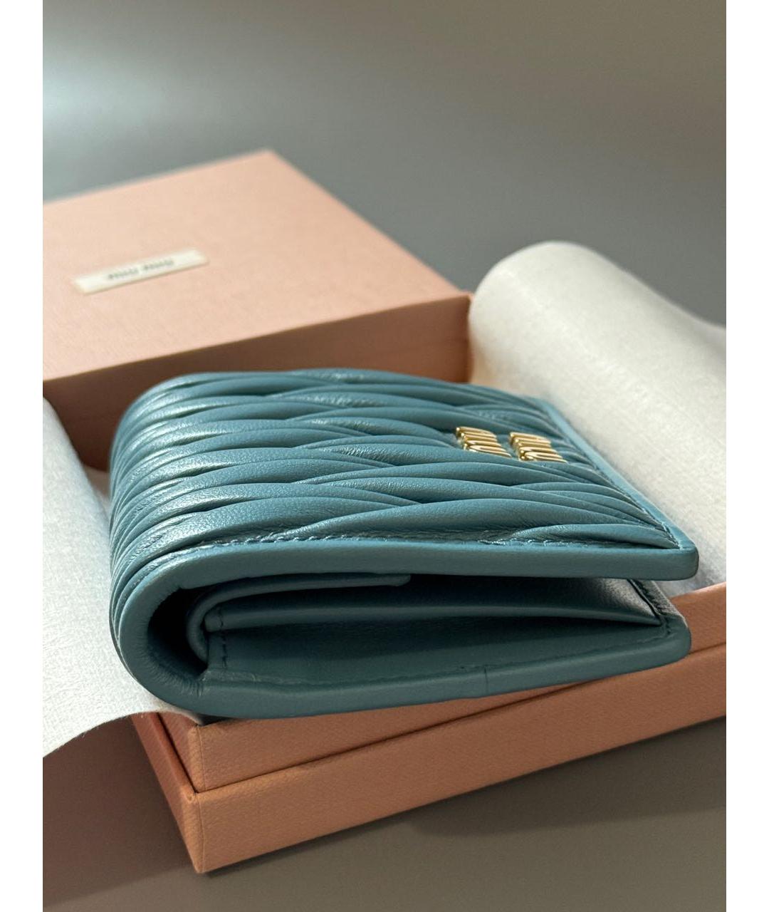 MIU MIU Бирюзовый кожаный кошелек, фото 8