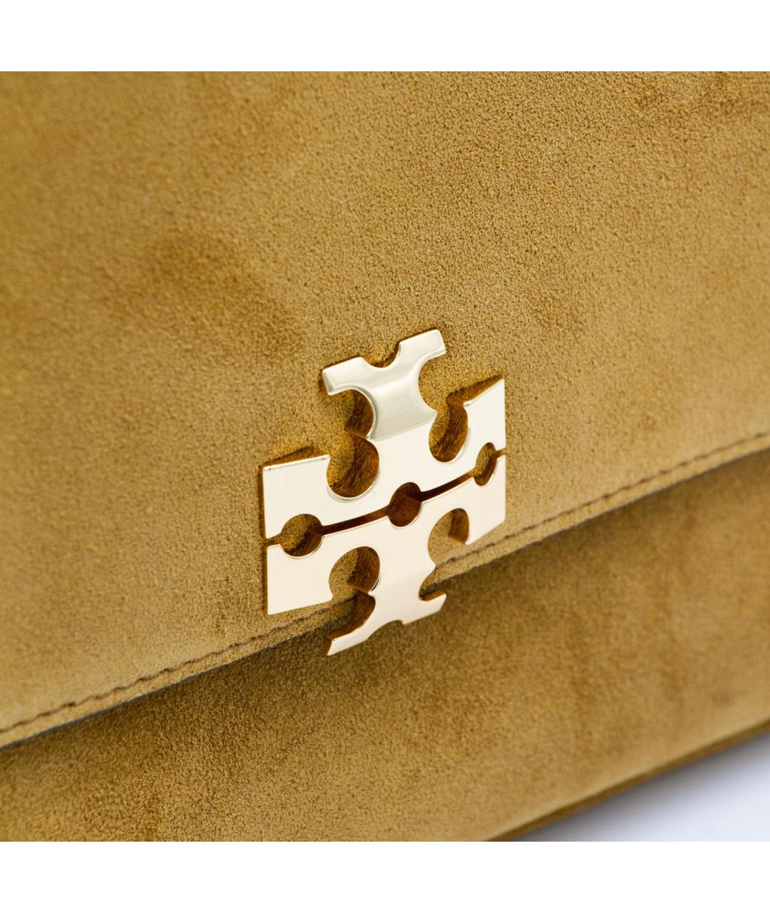 TORY BURCH Горчичная замшевая сумка с короткими ручками, фото 4