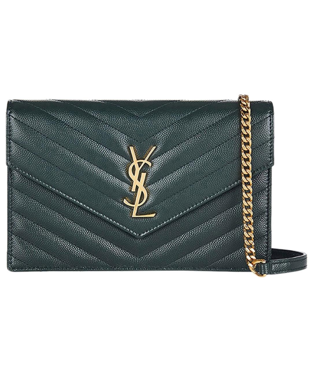 SAINT LAURENT Зеленая кожаная сумка через плечо, фото 1