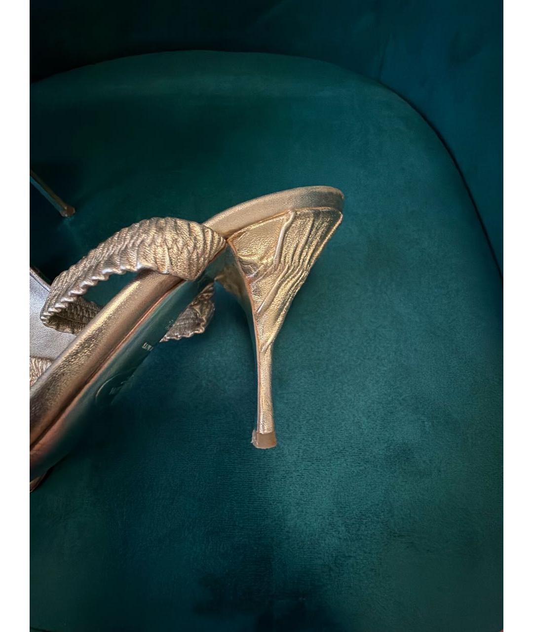 PRADA Золотые кожаные босоножки, фото 7