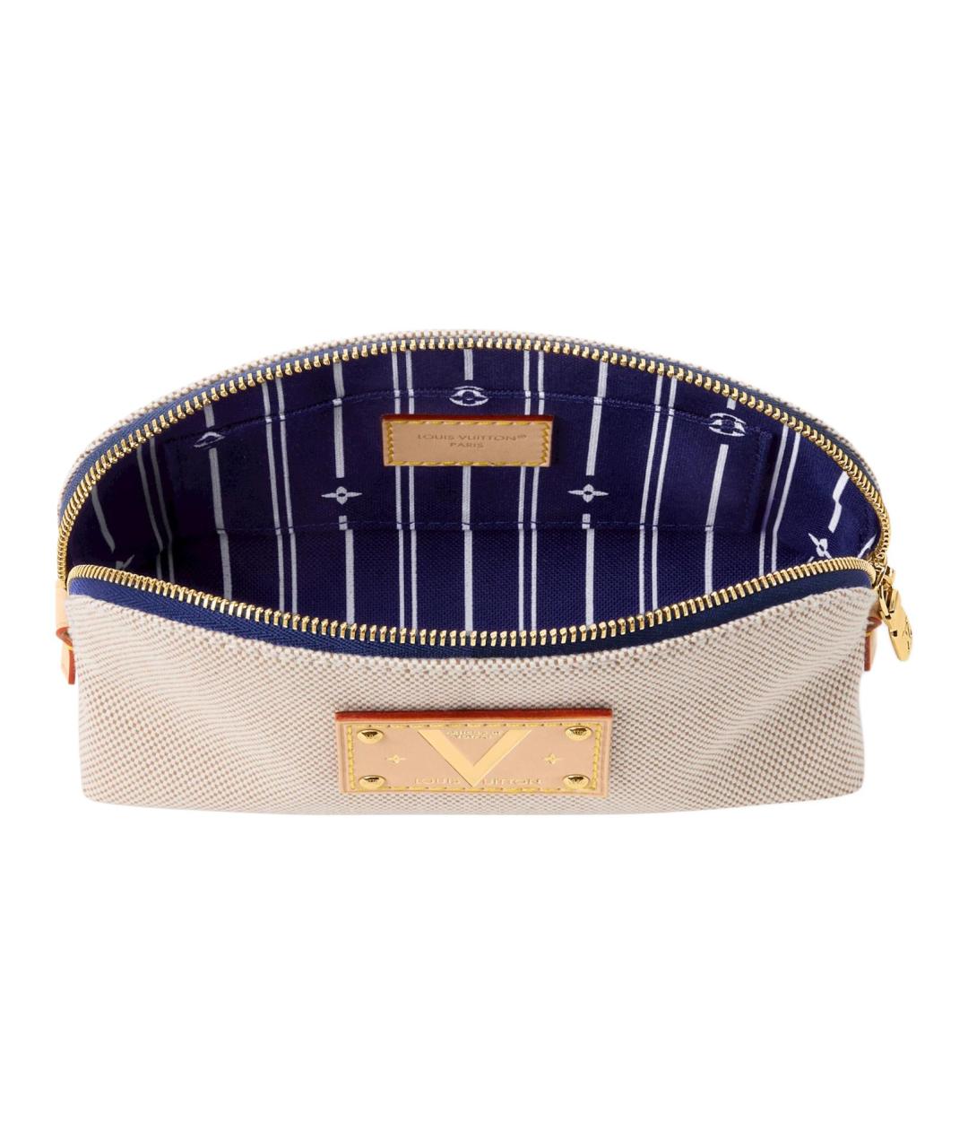 LOUIS VUITTON Бежевая тканевая косметичка, фото 4