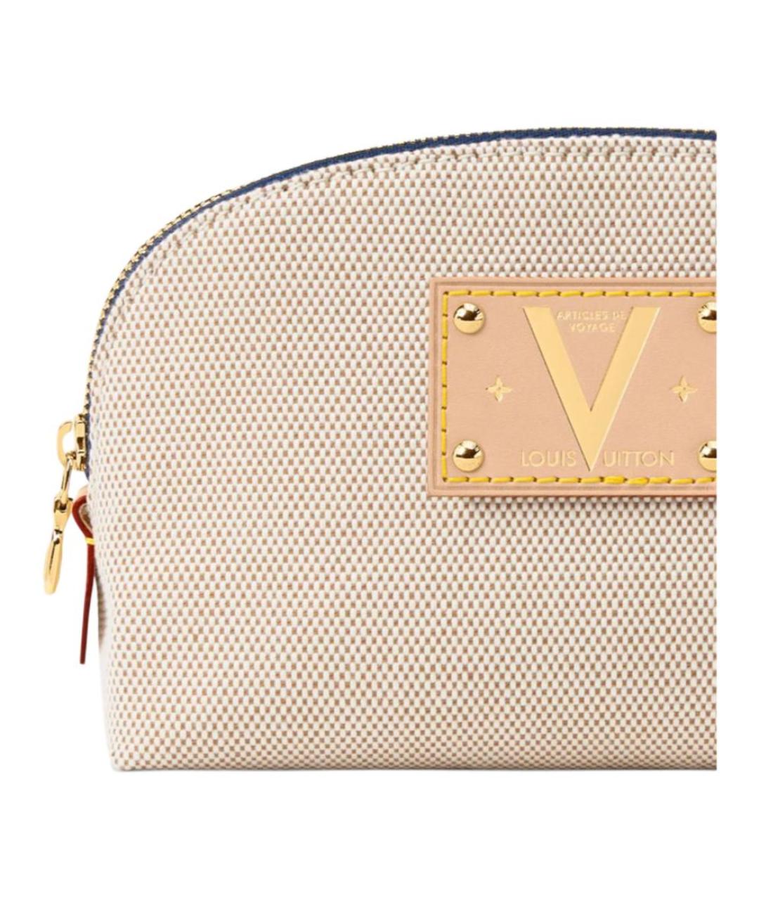 LOUIS VUITTON Бежевая тканевая косметичка, фото 5