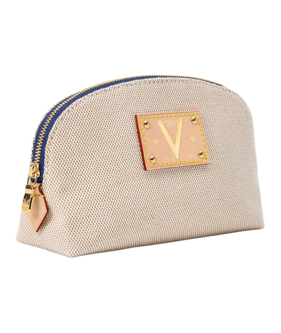 LOUIS VUITTON Бежевая тканевая косметичка, фото 2