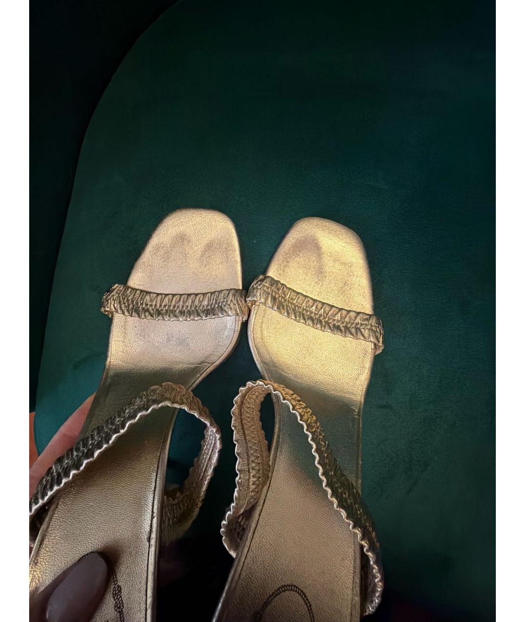 PRADA Золотые кожаные босоножки, фото 7