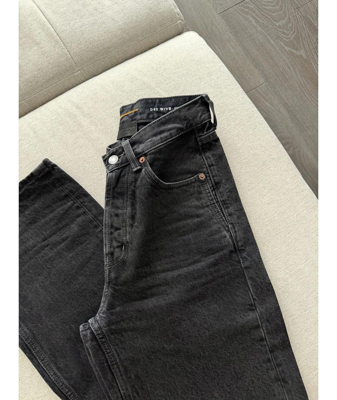 SAINT LAURENT Черные хлопковые прямые джинсы, фото 4
