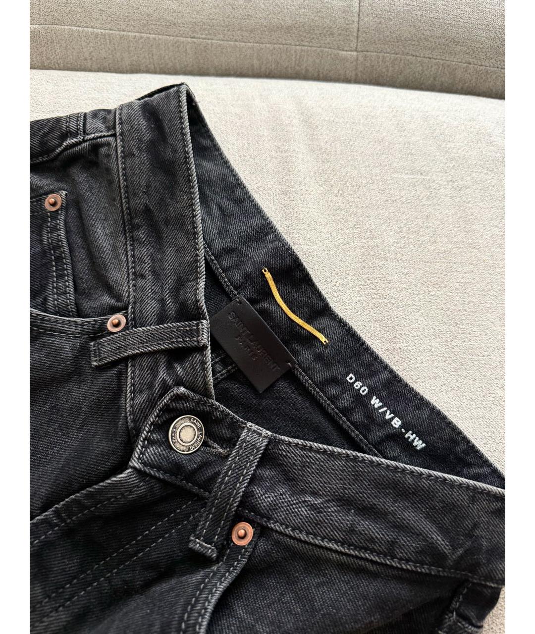 SAINT LAURENT Черные хлопковые прямые джинсы, фото 3