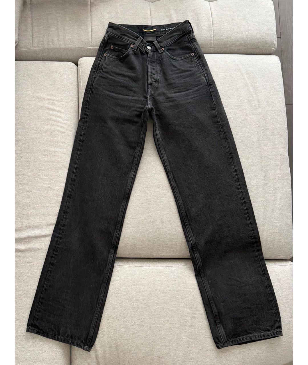SAINT LAURENT Черные хлопковые прямые джинсы, фото 5