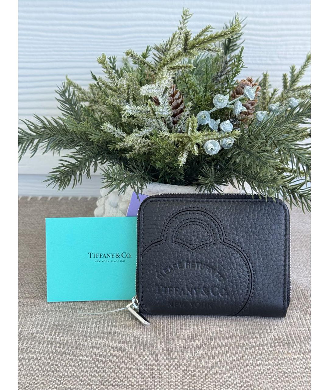 TIFFANY&CO Черный кожаный кошелек, фото 2