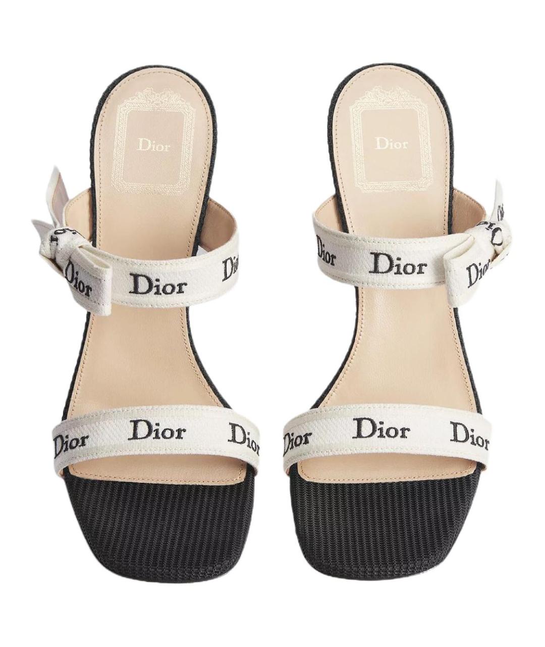 CHRISTIAN DIOR Белые текстильные мюли, фото 4