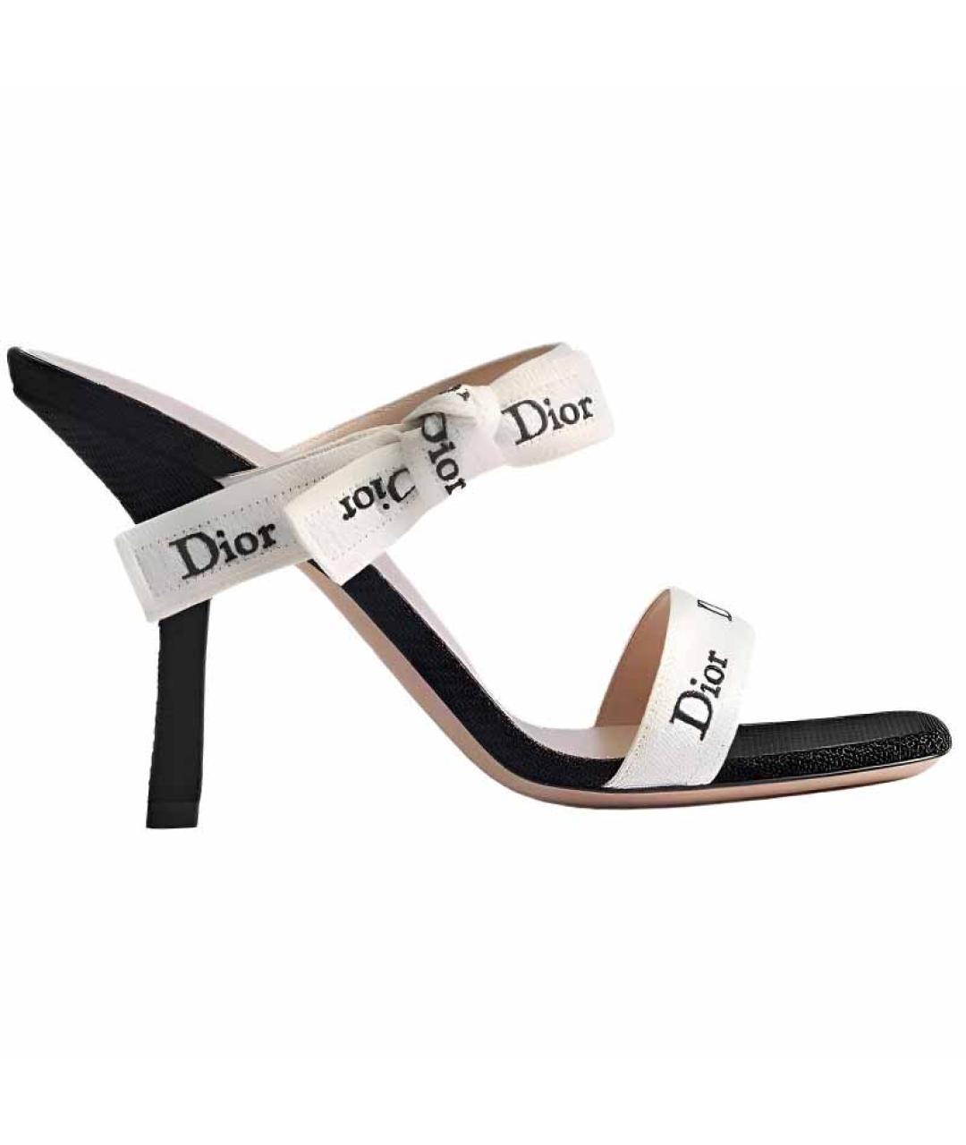 CHRISTIAN DIOR Белые текстильные мюли, фото 1