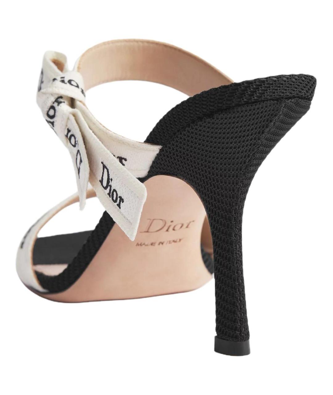 CHRISTIAN DIOR Белые текстильные мюли, фото 3