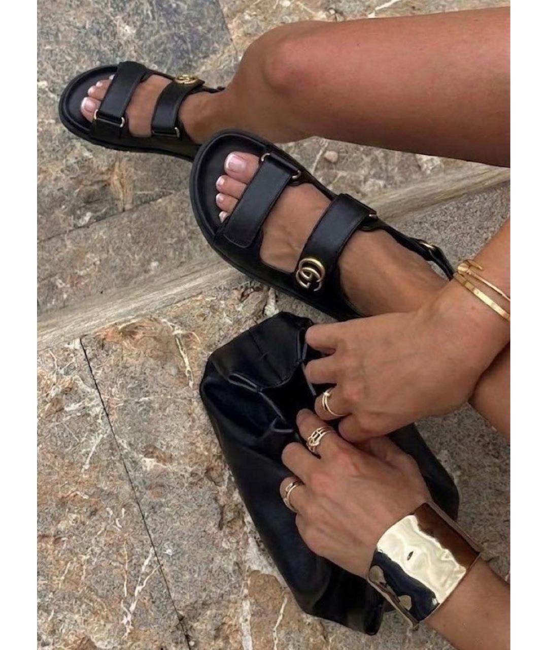 GUCCI Черные кожаные сандалии, фото 4