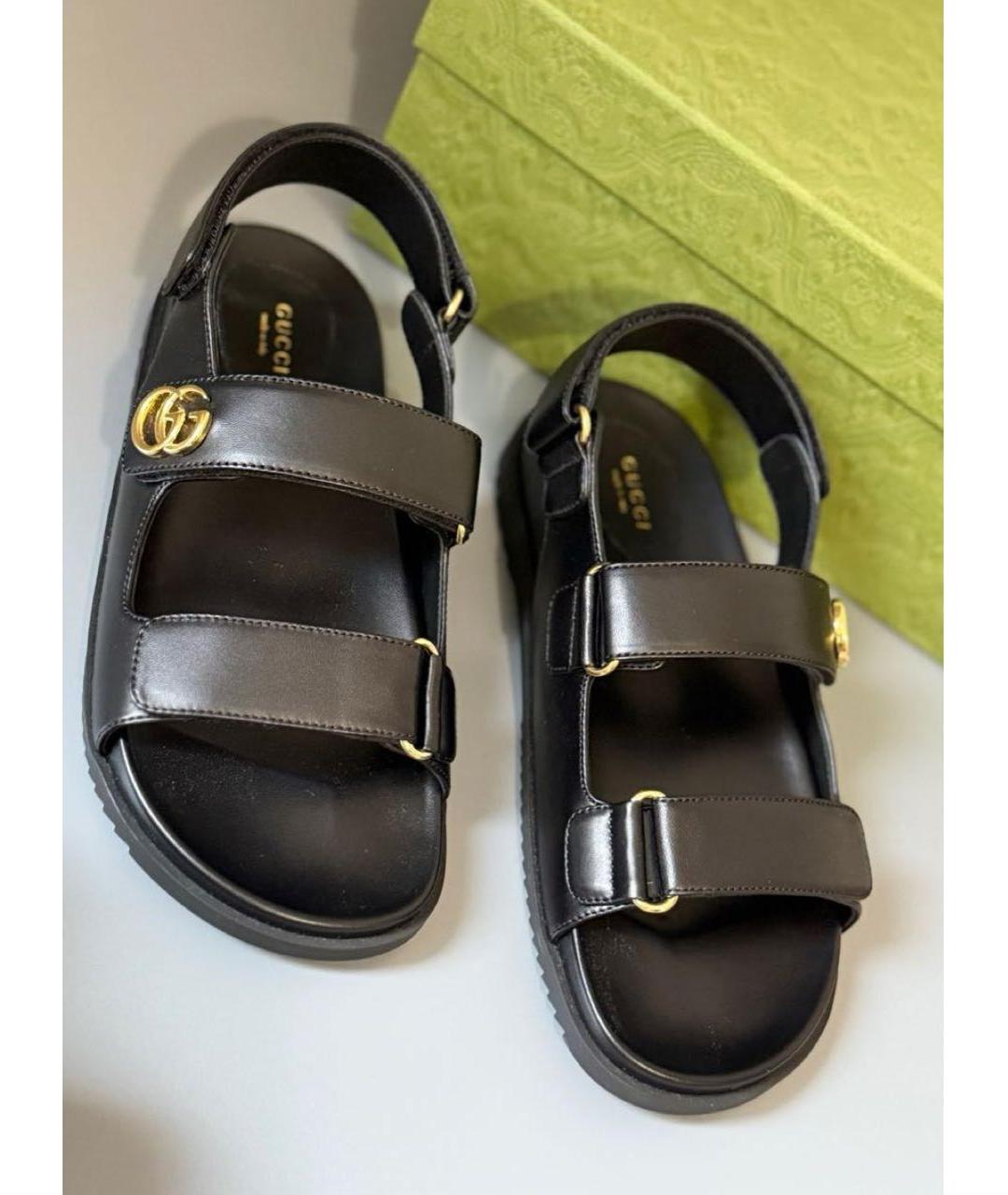 GUCCI Черные кожаные сандалии, фото 7