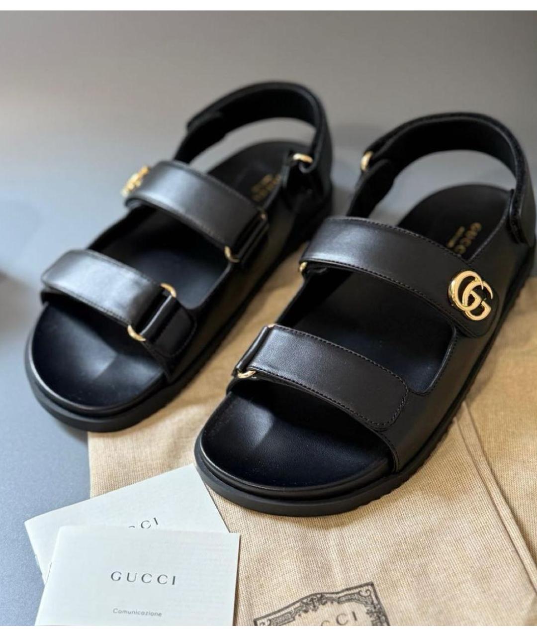 GUCCI Черные кожаные сандалии, фото 2