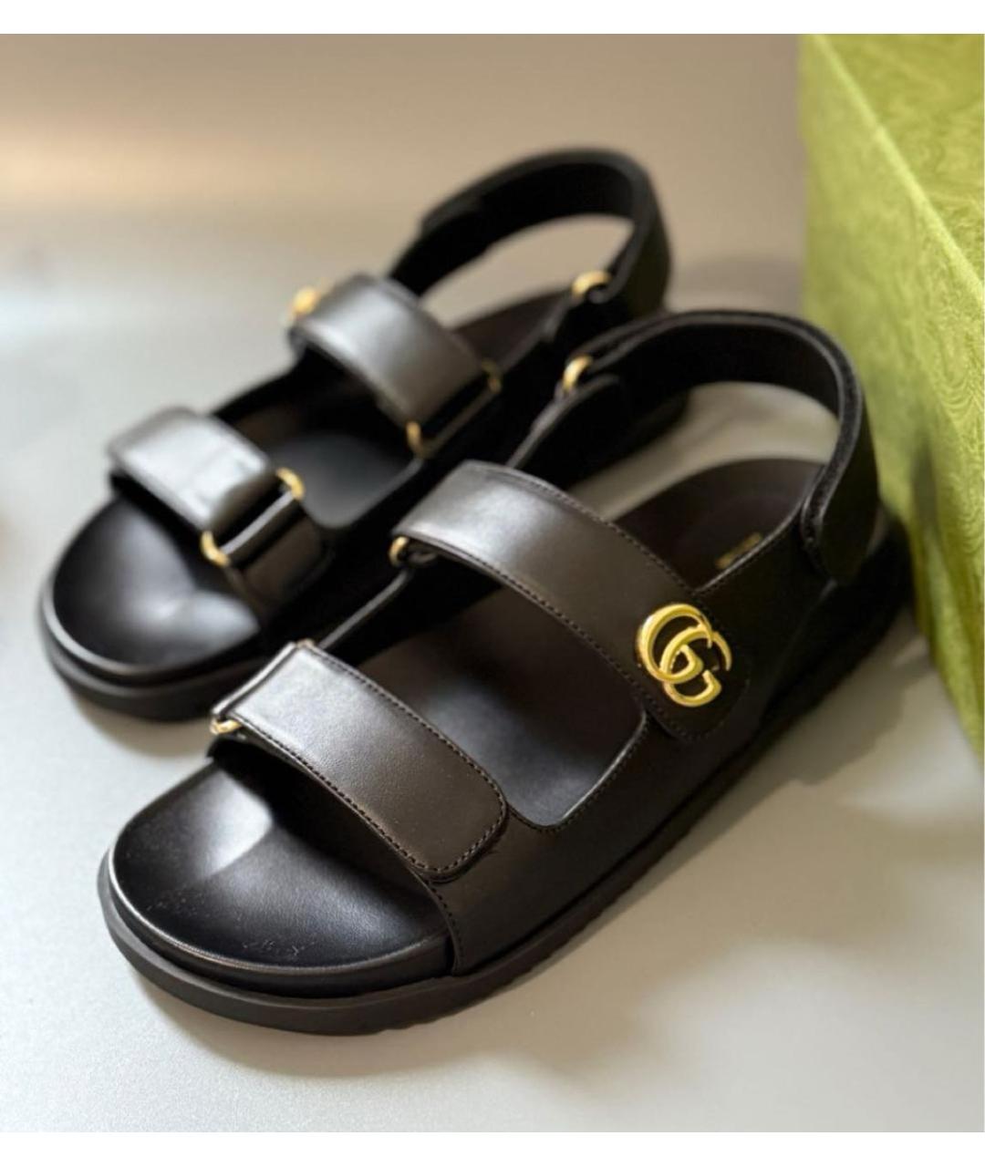 GUCCI Черные кожаные сандалии, фото 5