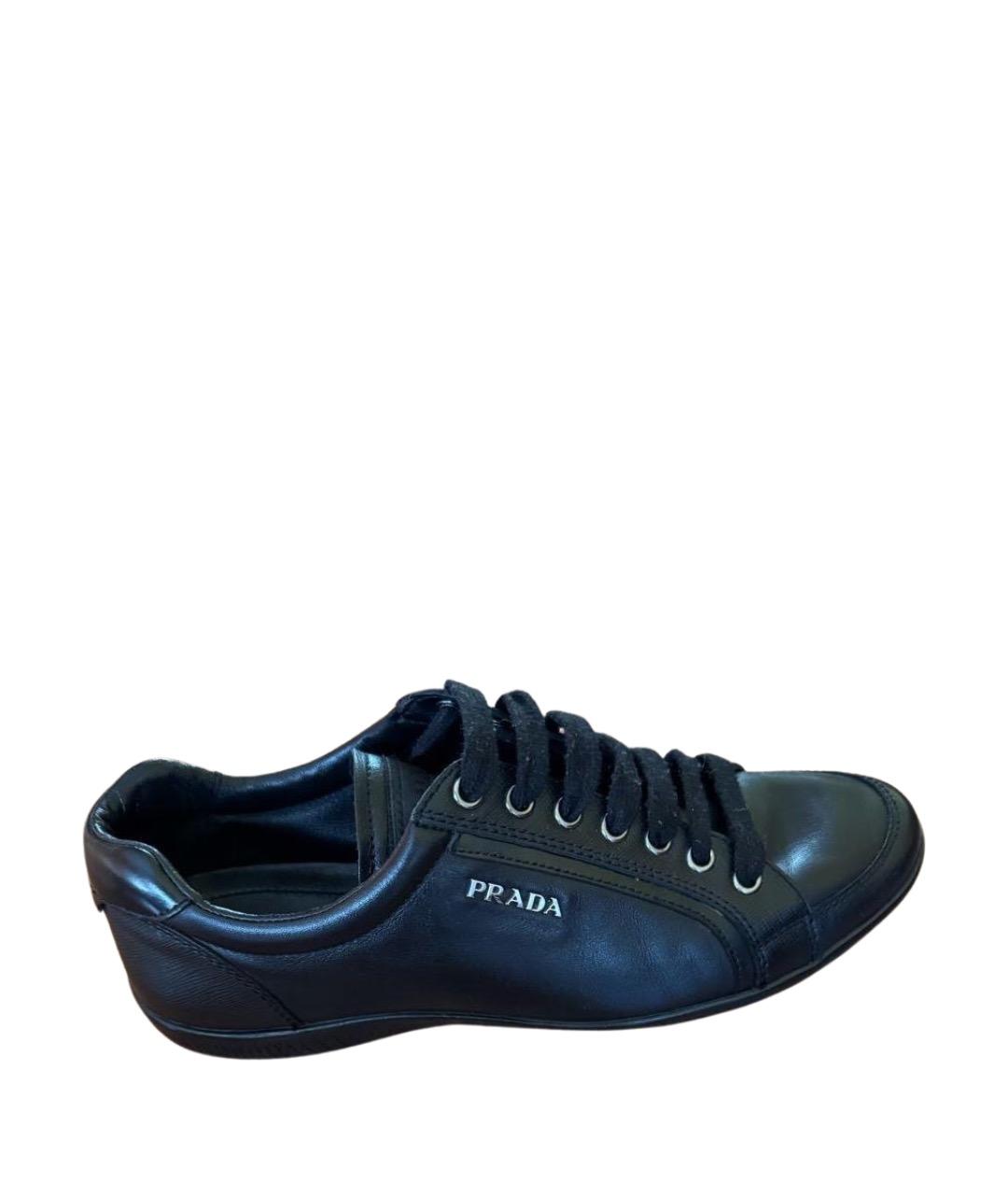 PRADA Черные кожаные кеды, фото 1