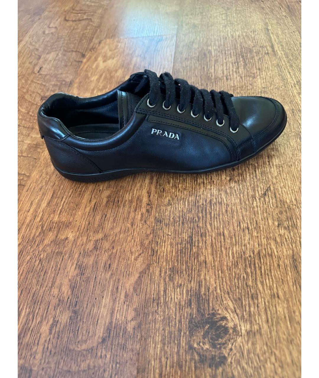 PRADA Черные кожаные кеды, фото 5