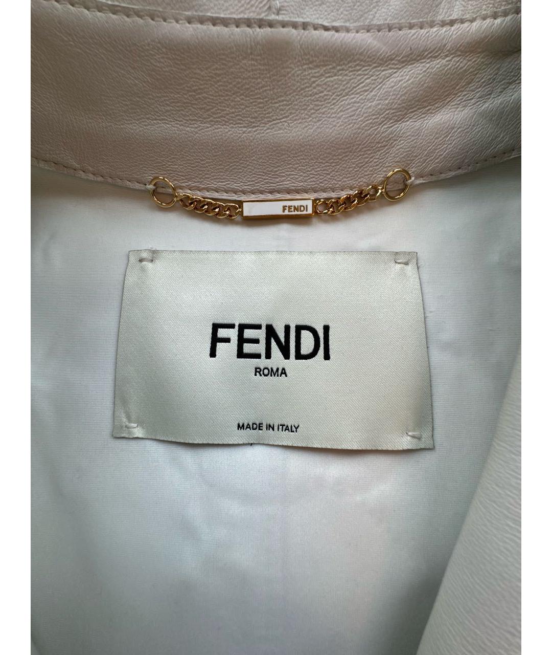 FENDI Бежевый кожаный жилет, фото 7