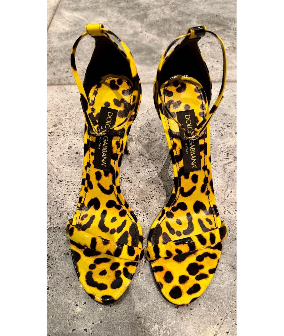 DOLCE&GABBANA Желтые кожаные босоножки, фото 2