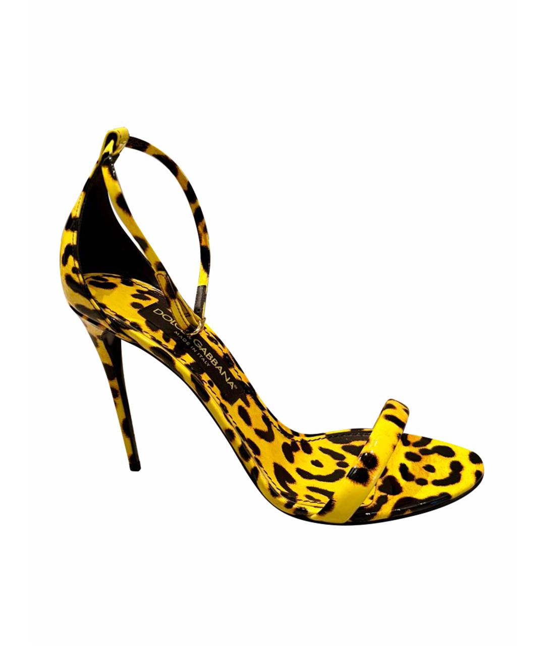DOLCE&GABBANA Желтые кожаные босоножки, фото 1