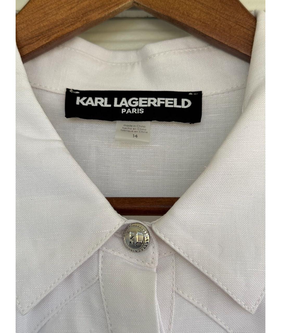 KARL LAGERFELD Белое льняное повседневное платье, фото 5