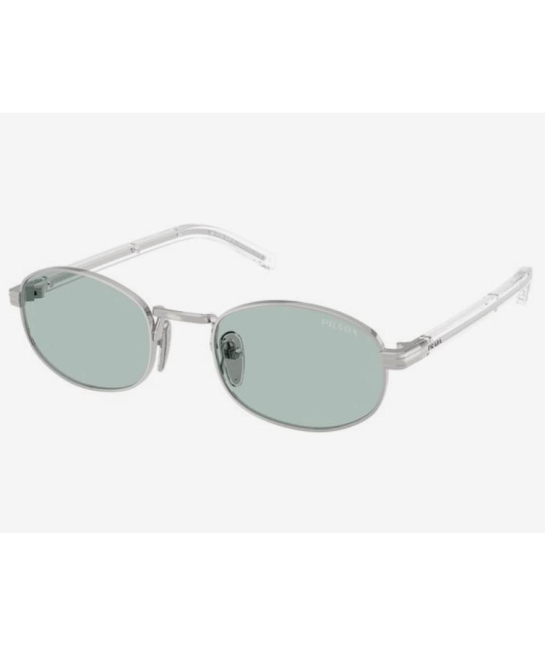 PRADA Серебряные металлические солнцезащитные очки, фото 5
