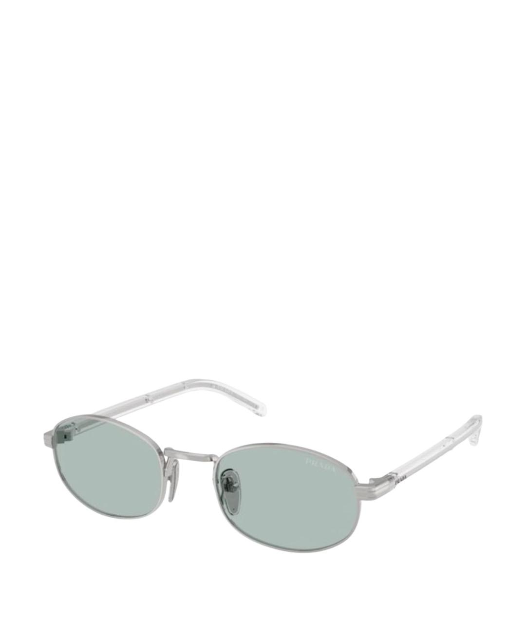 PRADA Серебряные металлические солнцезащитные очки, фото 1