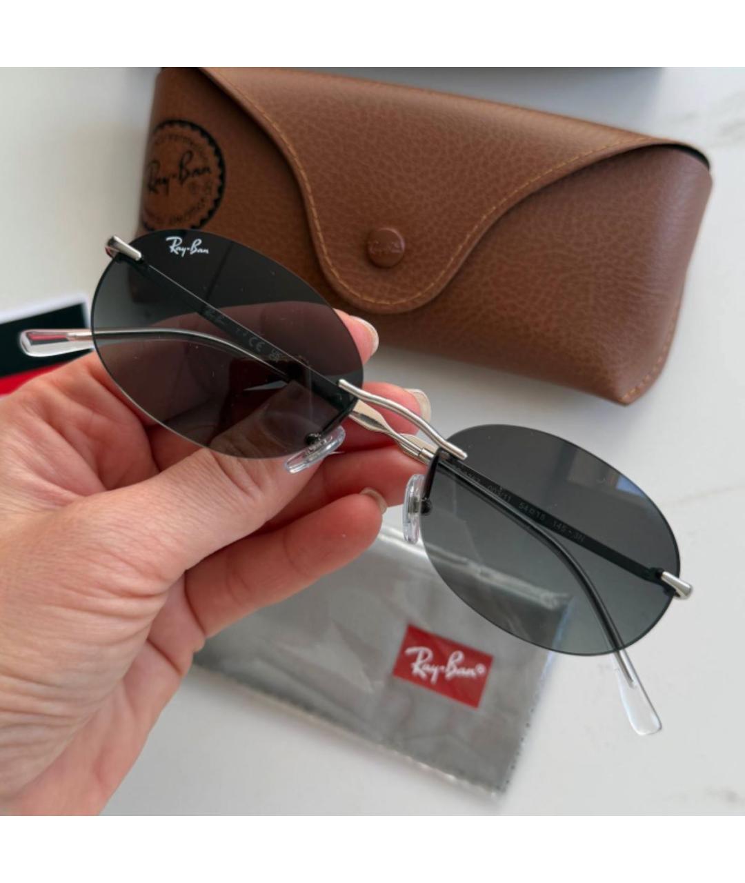 RAY BAN Антрацитовые металлические солнцезащитные очки, фото 4