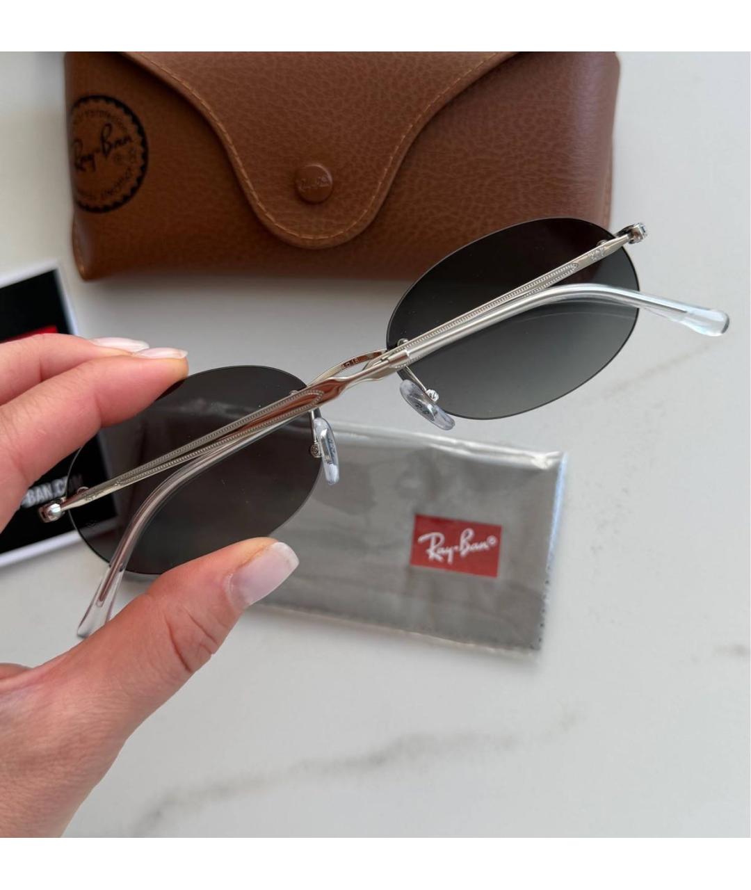 RAY BAN Антрацитовые металлические солнцезащитные очки, фото 5