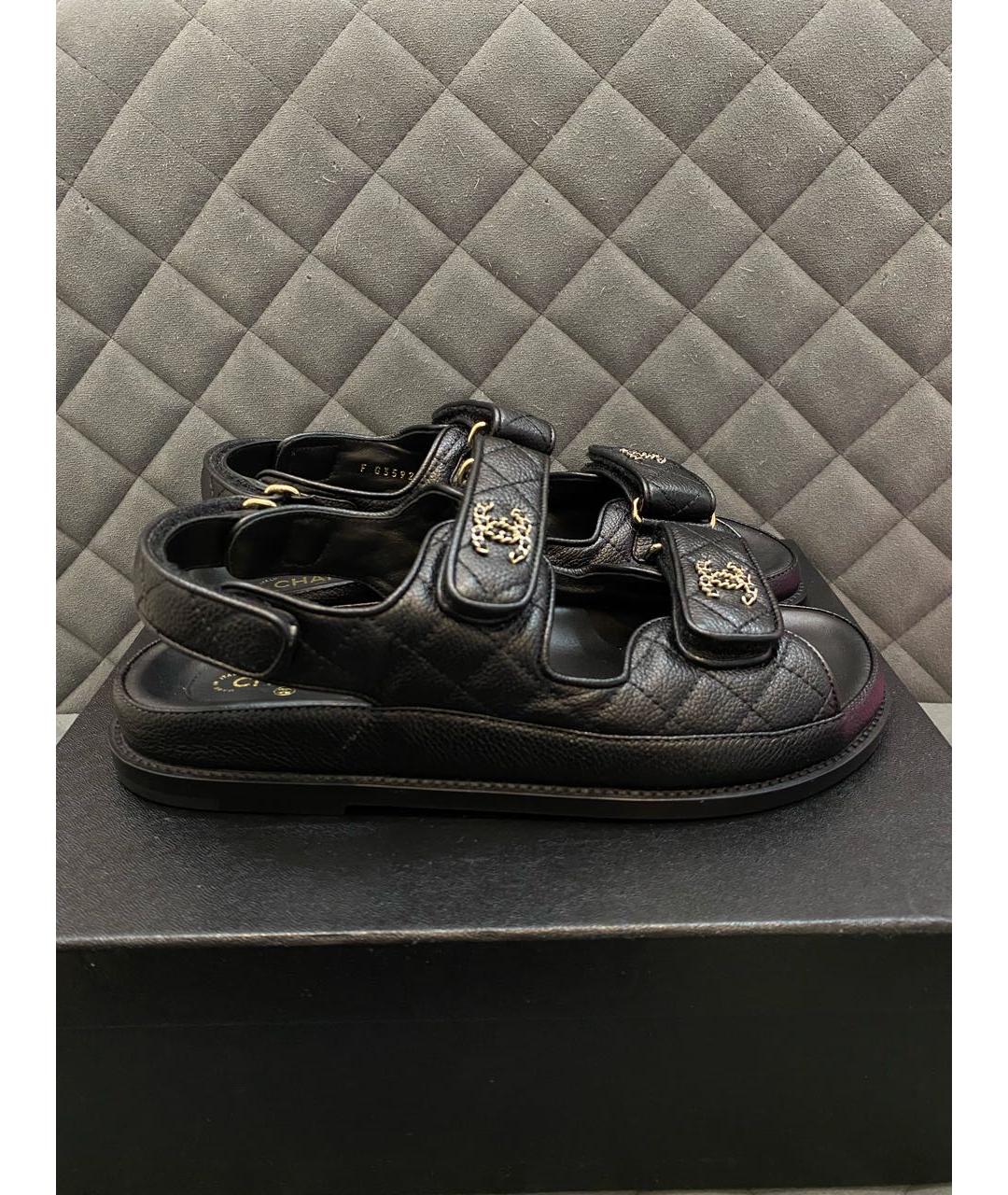 CHANEL Черные кожаные сандалии, фото 8