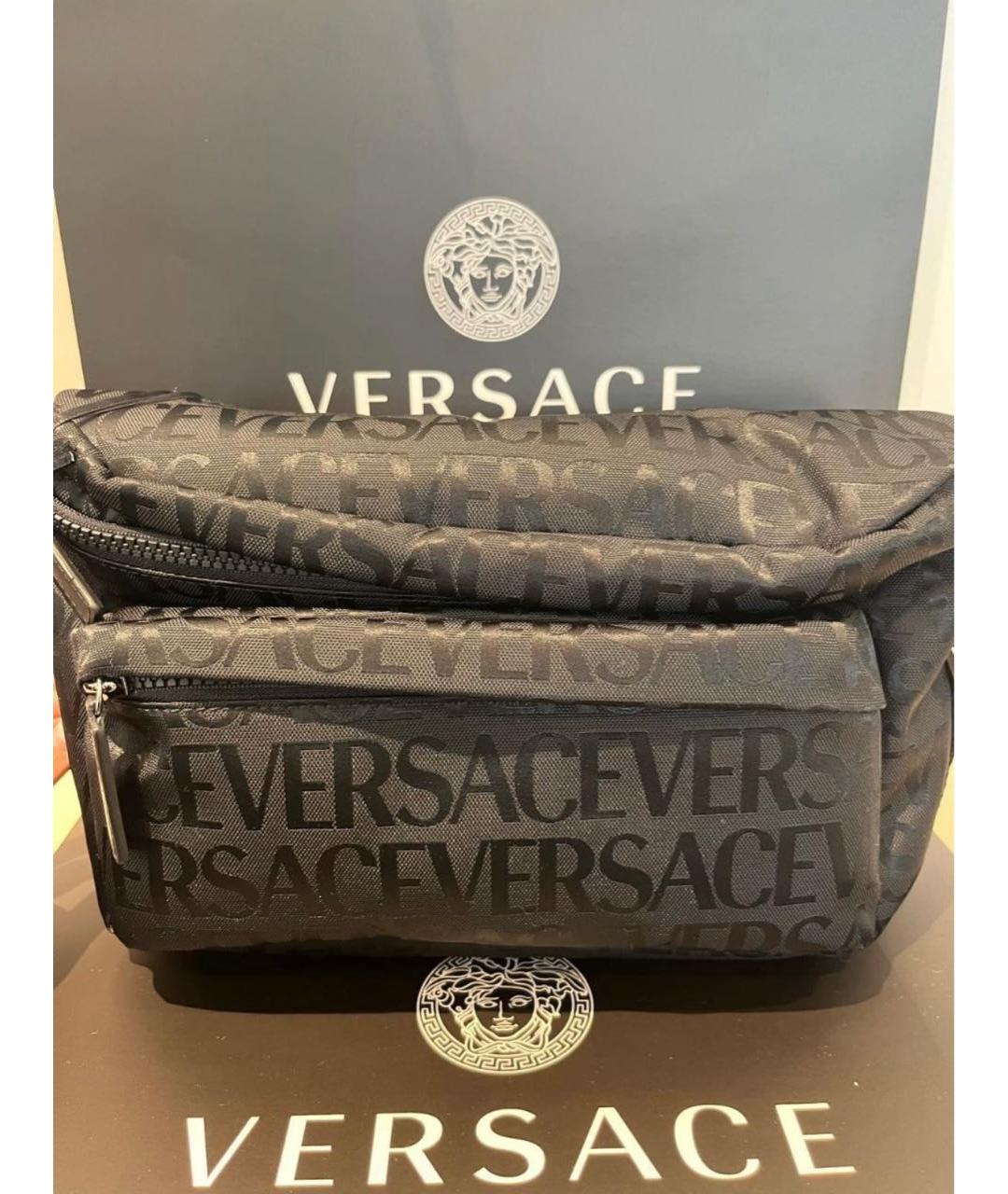 VERSACE Черная поясная сумка, фото 6