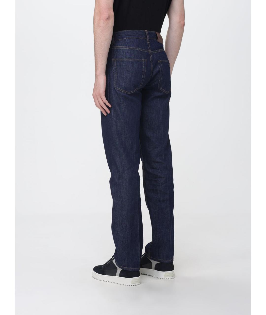 EMPORIO ARMANI Синие хлопковые прямые джинсы, фото 2