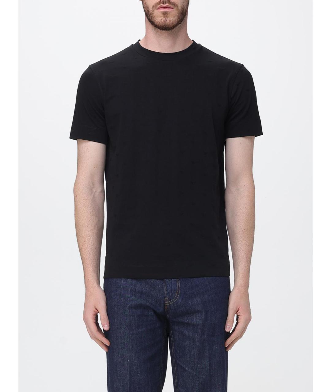 EMPORIO ARMANI Черная хлопковая футболка, фото 4