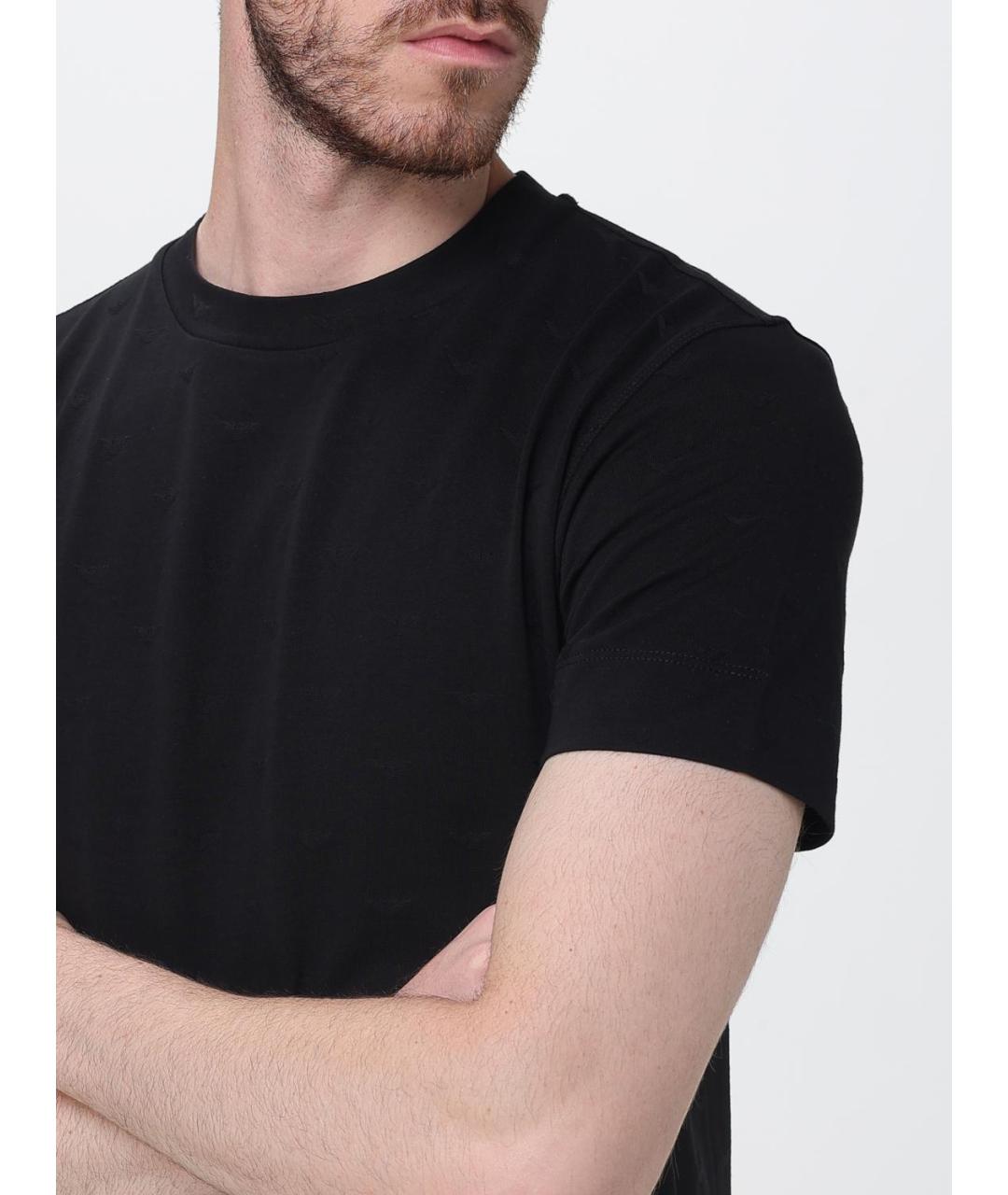 EMPORIO ARMANI Черная хлопковая футболка, фото 3