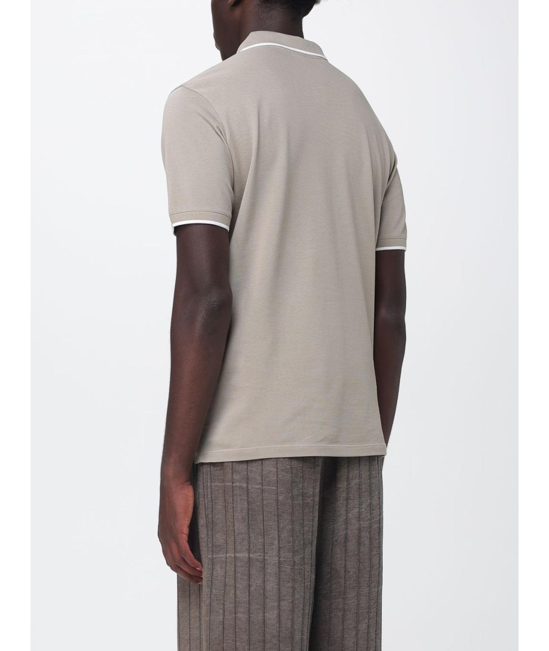 EMPORIO ARMANI Хаки хлопковое поло с коротким рукавом, фото 2