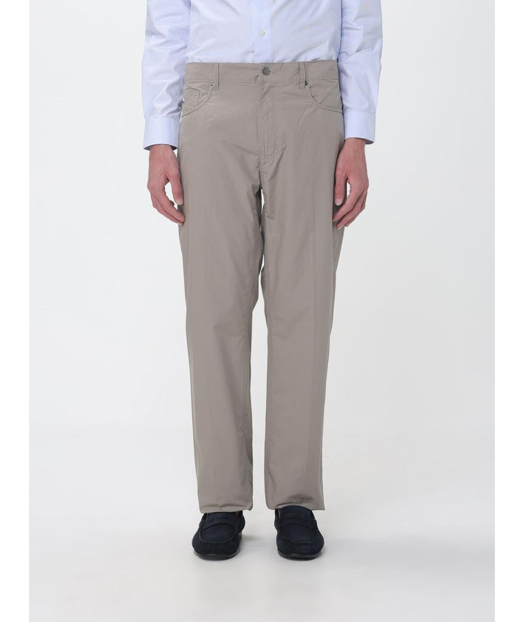 EMPORIO ARMANI Хаки хлопковые повседневные брюки, фото 4
