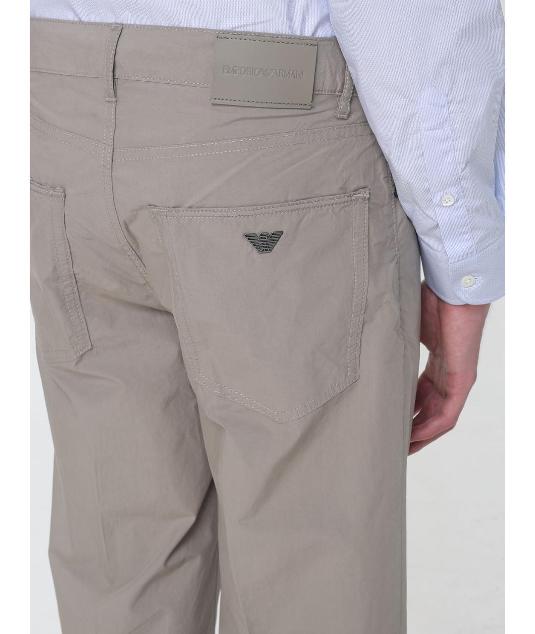 EMPORIO ARMANI Хаки хлопковые повседневные брюки, фото 3