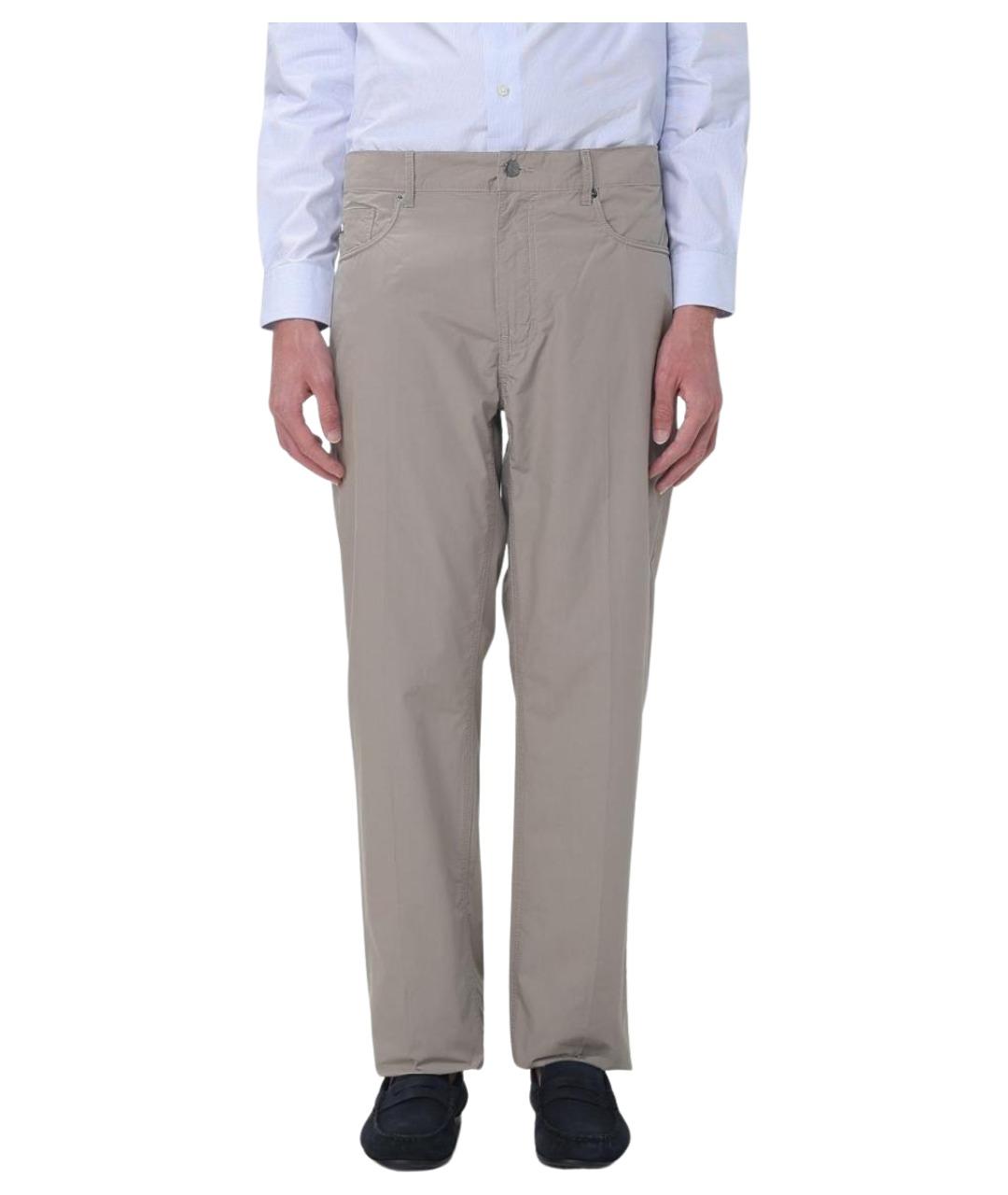 EMPORIO ARMANI Хаки хлопковые повседневные брюки, фото 1