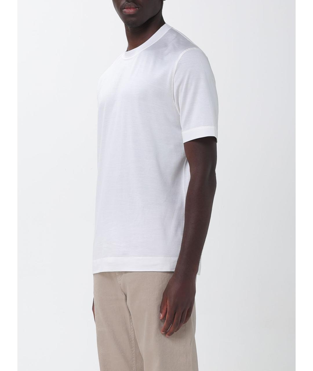ZEGNA Белая хлопковая футболка, фото 4