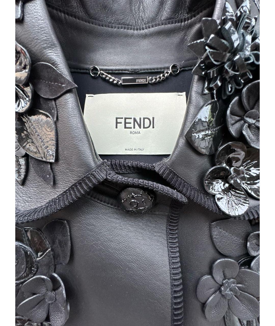 FENDI Черная кожаная куртка, фото 3